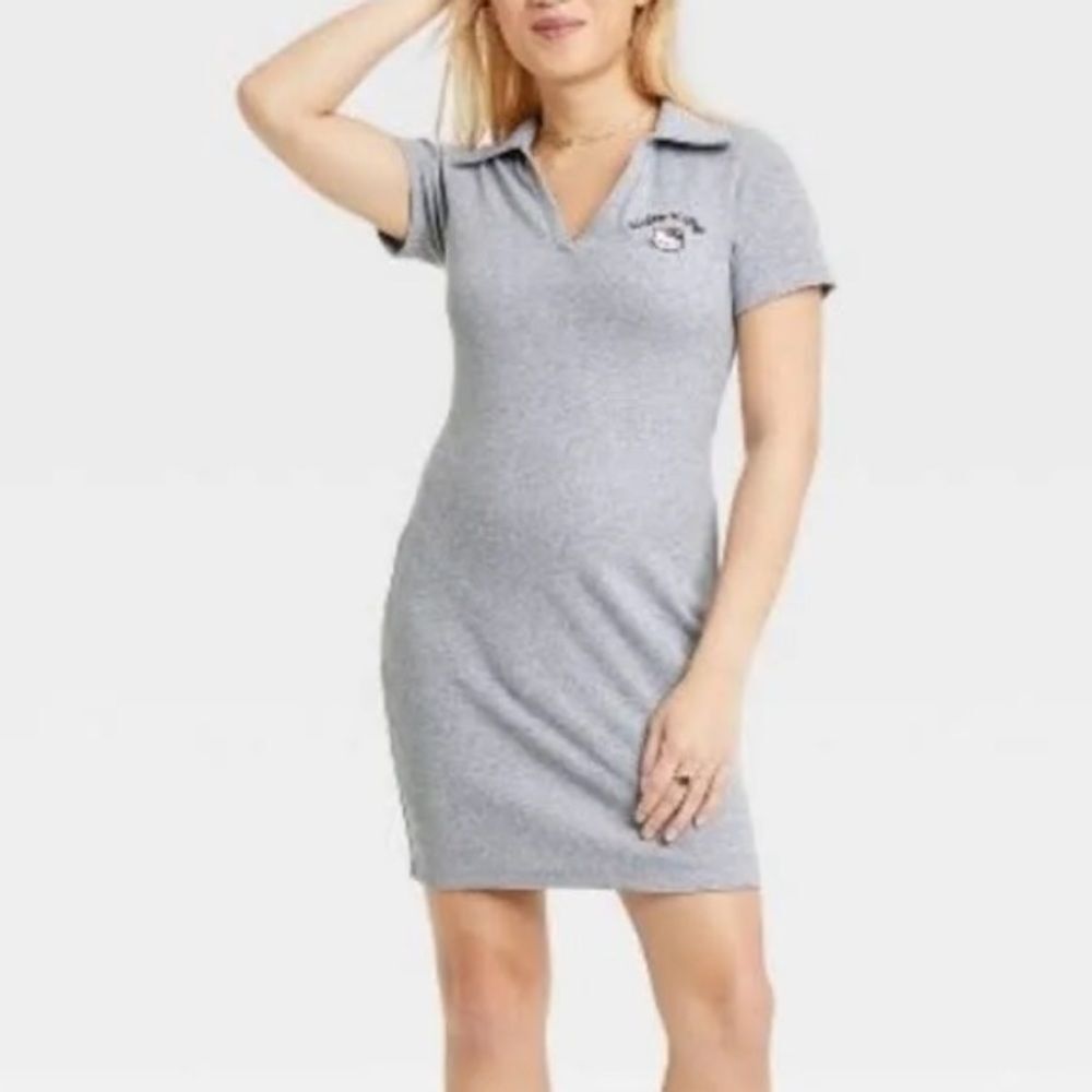 Sanrio Gray Hello Kitty  Ribbed Polo Junior’s Dress Size Medium NWOT